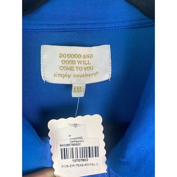 Simply Southern NWT Tess Quarter Zip Short Sleeve Pullover In Royal Size XXL - Picture 7 of 8